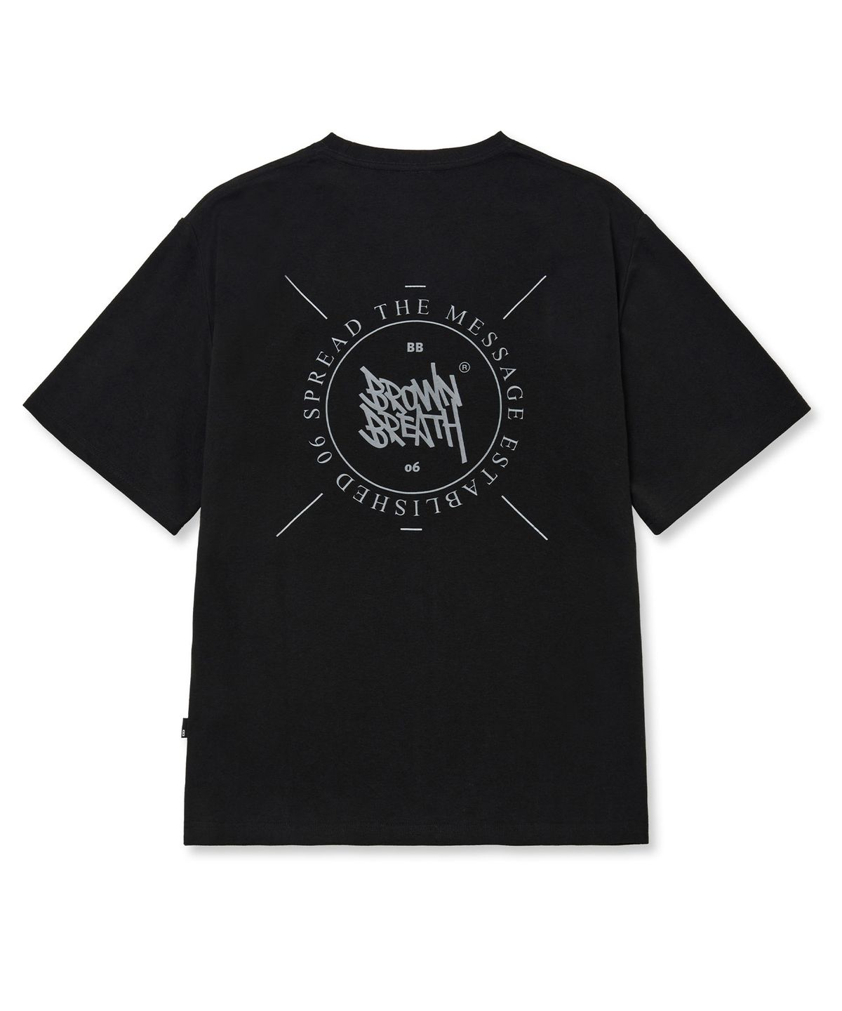 브라운브레스(BROWNBREATH) STAMP MESH TAG TEE - BLACK