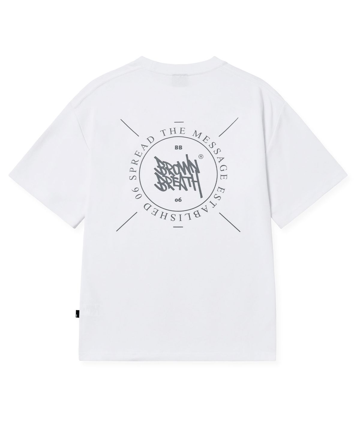 브라운브레스(BROWNBREATH) STAMP MESH TAG TEE - WHITE