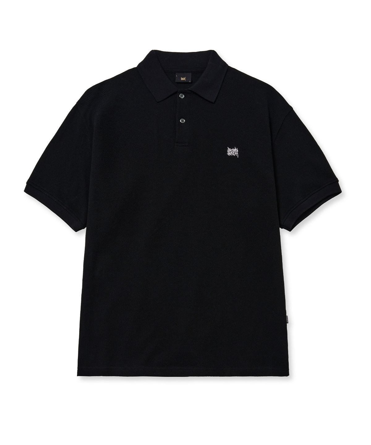 브라운브레스(BROWNBREATH) TAG WAFFLE PIQUE TEE - BLACK