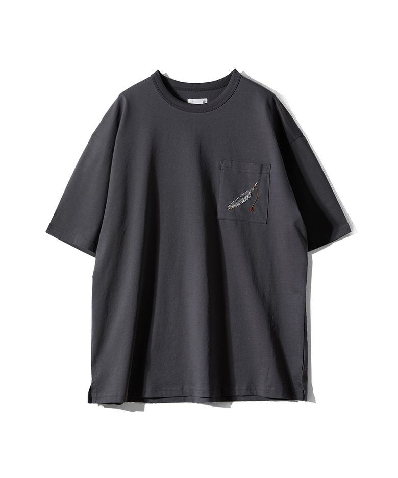 Lawrence Short Embroidery T-shirt Charcoal