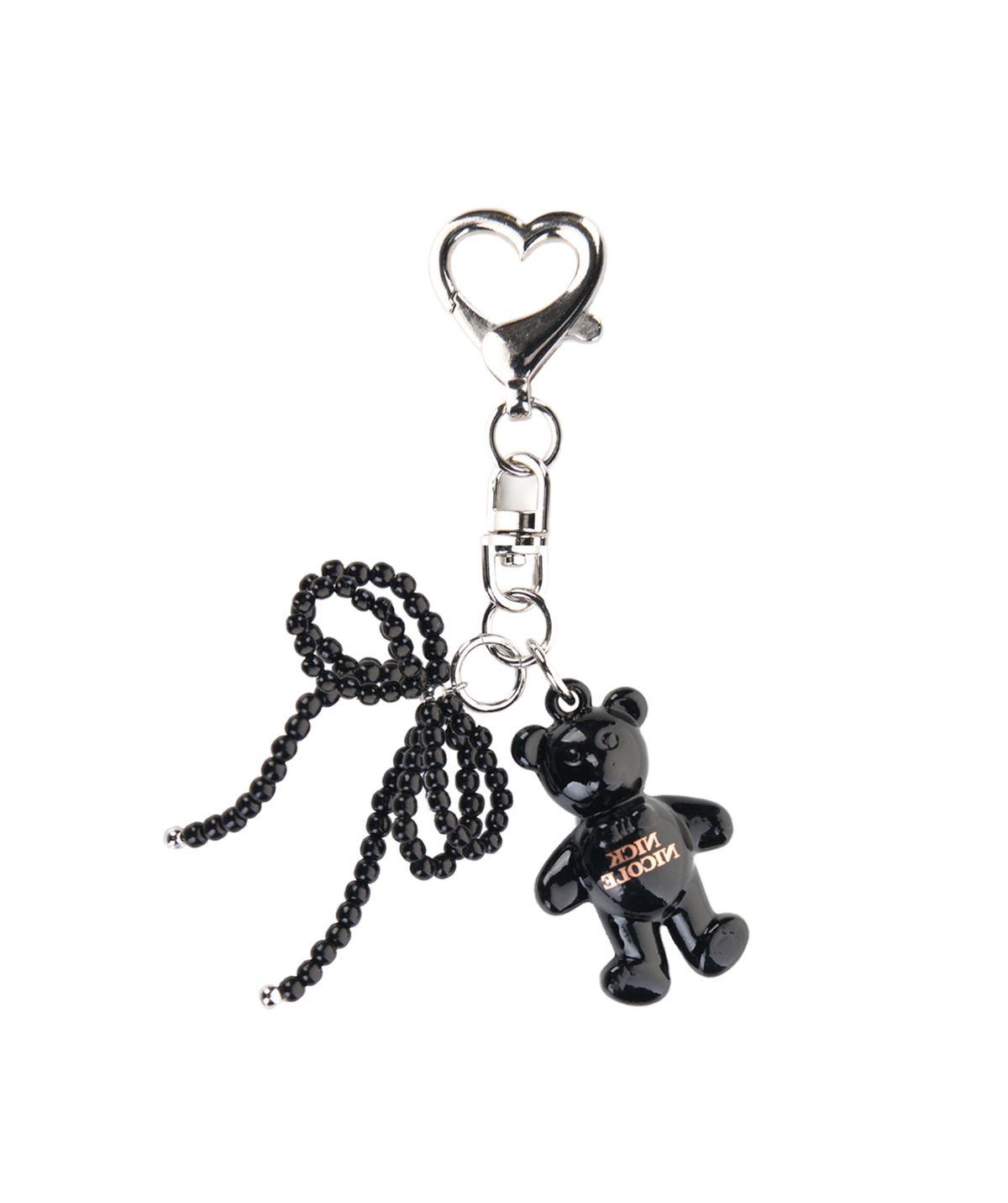 닉앤니콜(NICK&NICOLE) TEDDY BEAR LOGO PEARL RIBBON KEYRING_BLACK