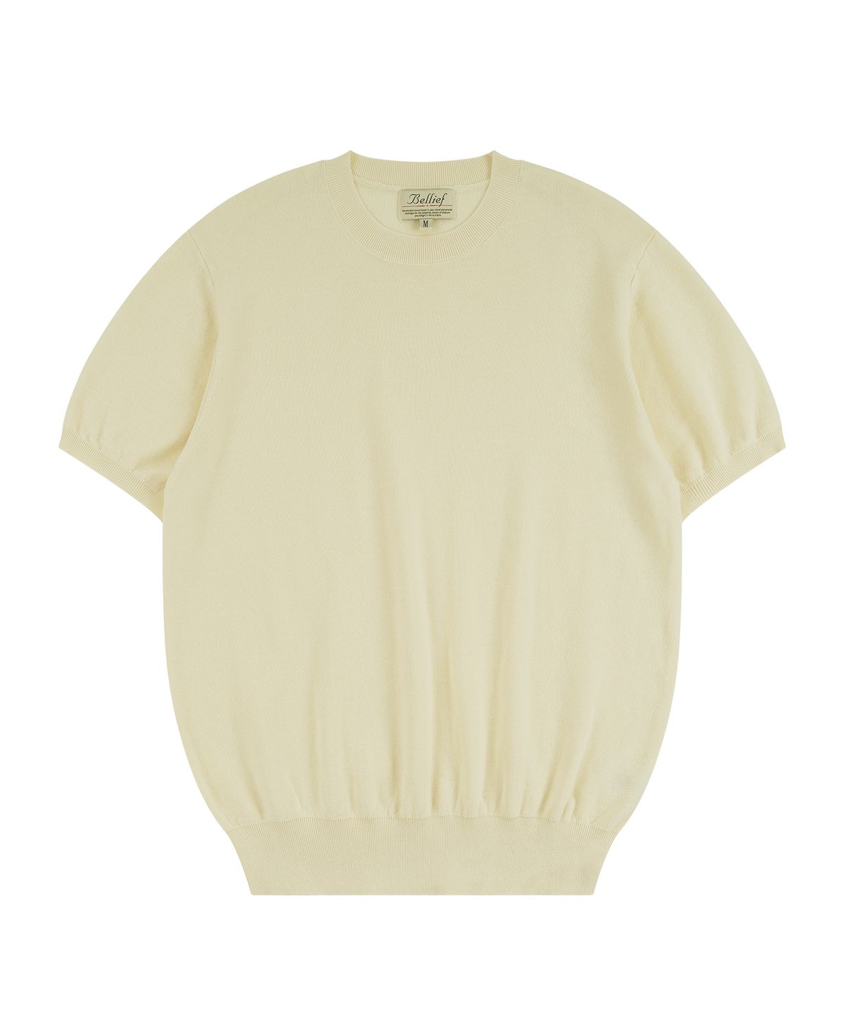 벨리프(BELLIEF) Essential Comfort Short Sleeve Round Knit (Ecru)