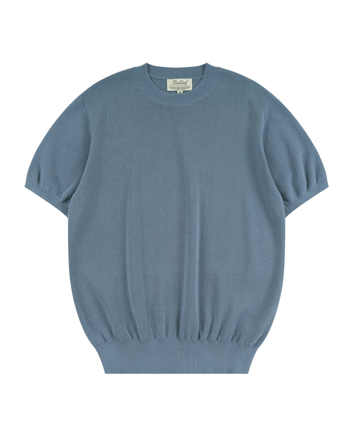 벨리프(BELLIEF) Essential Comfort Short Sleeve Round Knit (Frozen Blue)