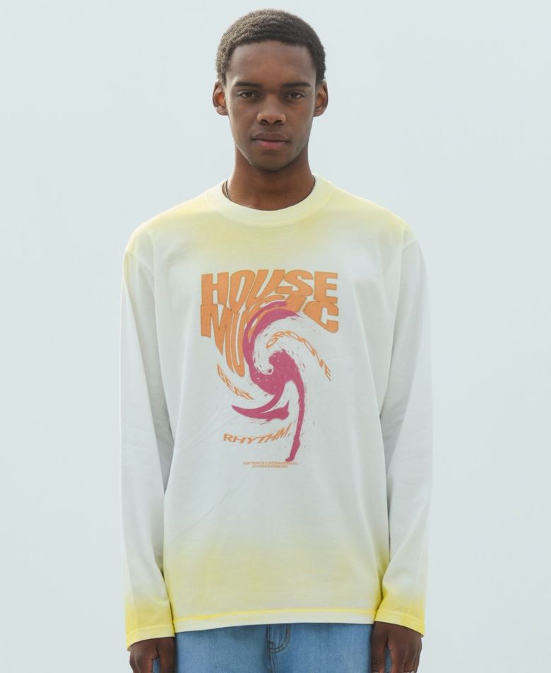 HOUSEMUSIC DYEING LONG SLEEVE [WHITE]