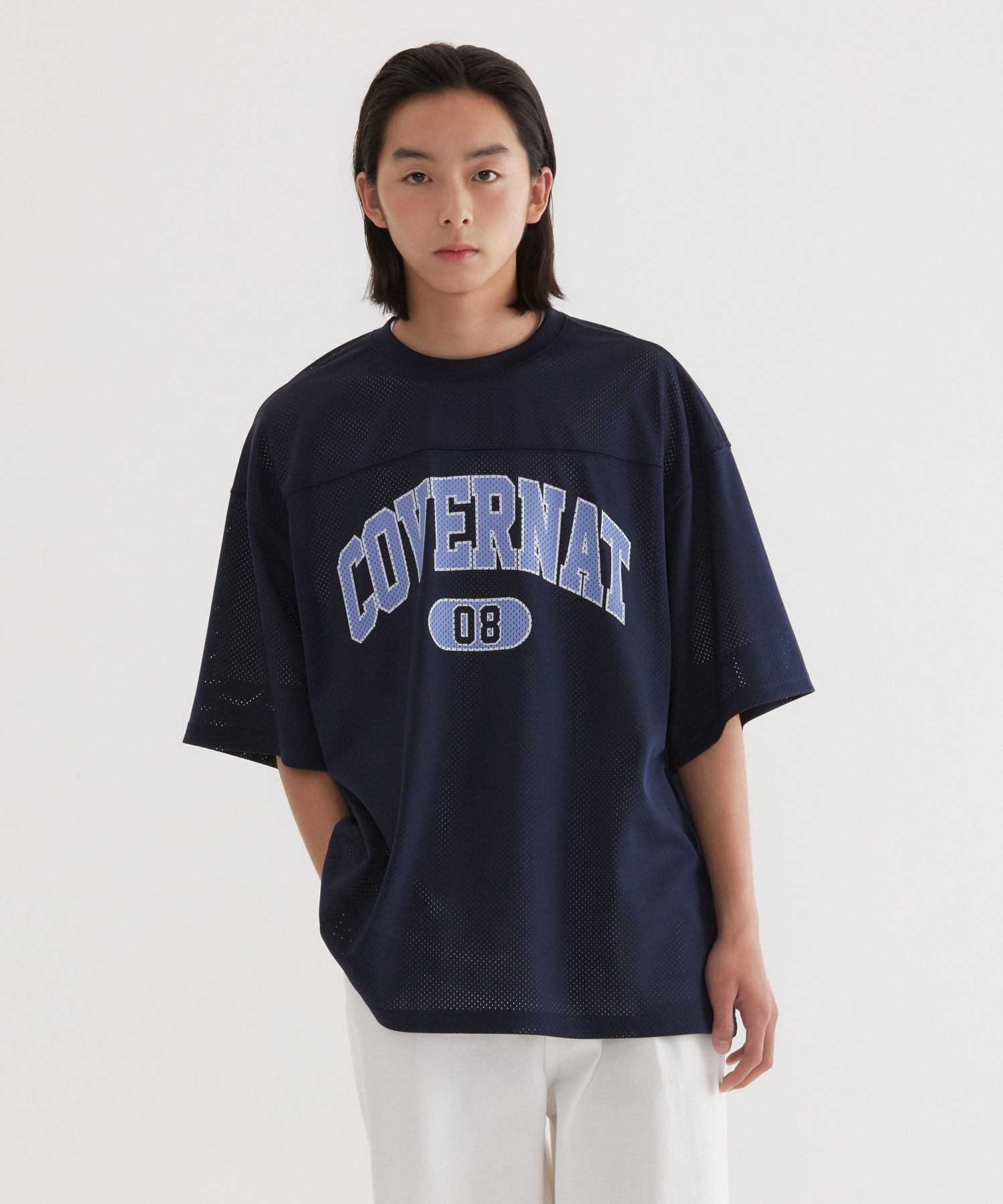★COVERNAT★ Arch Mesh T-Shirt Dark Navy CO2502ST63DN MUSINSA | COVERNAT Arch Mesh T-Shirt Dark Navy