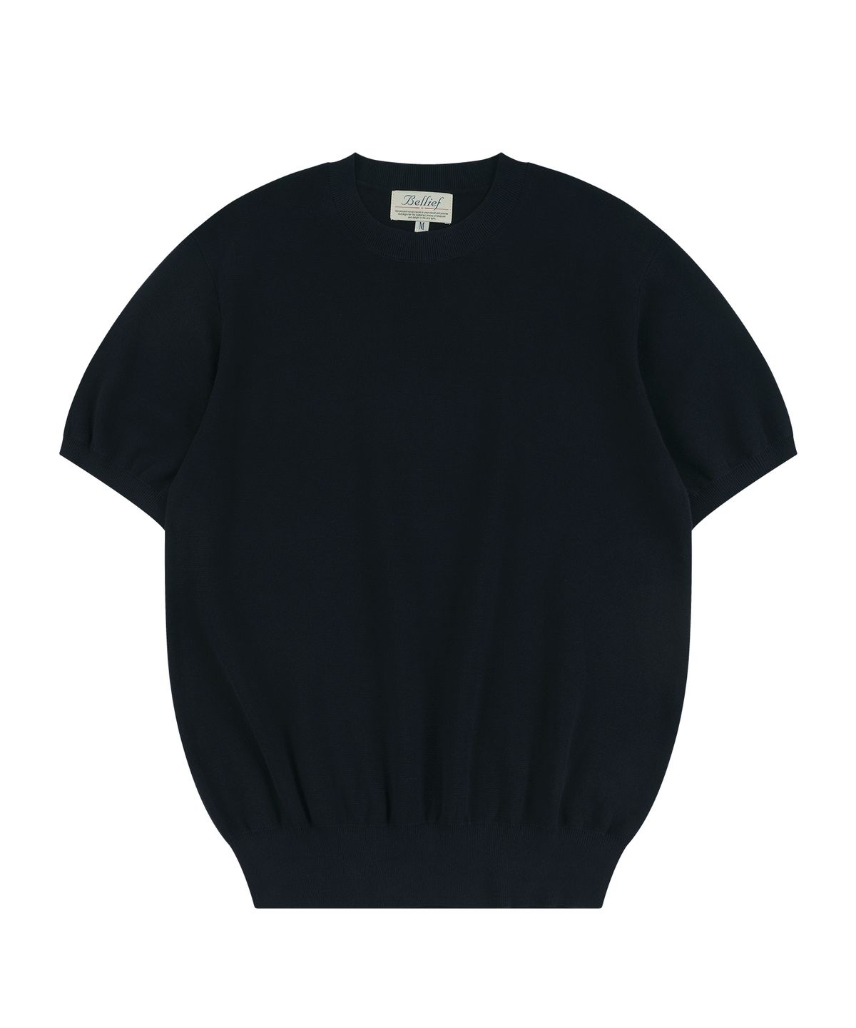 벨리프(BELLIEF) Essential Comfort Short Sleeve Round Knit (Navy)