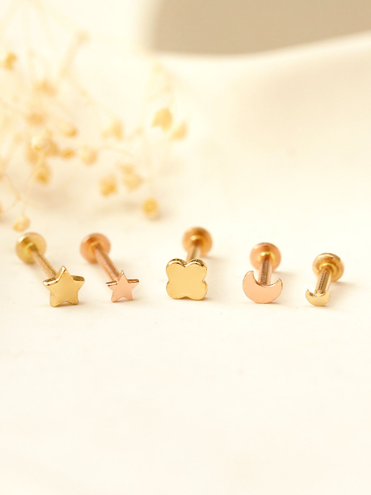 미니멀피어싱(MINIMALPIERCING) 14K 인터널 민자 달 별 클로버 라블렛 피어싱