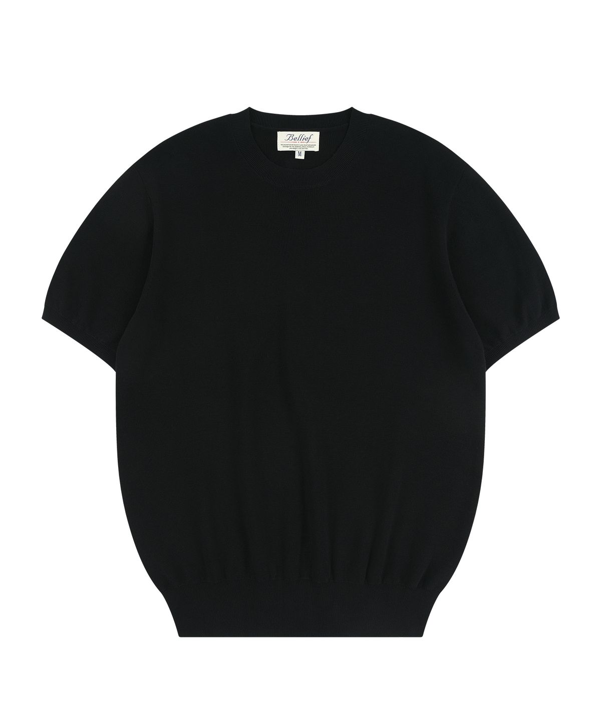 벨리프(BELLIEF) Essential Comfort Short Sleeve Round Knit (Black)