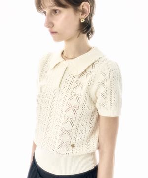 데이지 크로셰 반팔 니트 CR