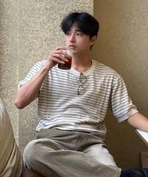 스트라이프 하프 스웨터 LBE