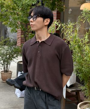 베이직 카라 하프 스웨터 BR