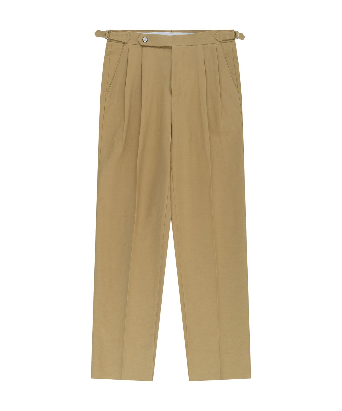 벨리프(BELLIEF) Linen / Cotton Double Pleats relaxed Chino Pants (Beige)