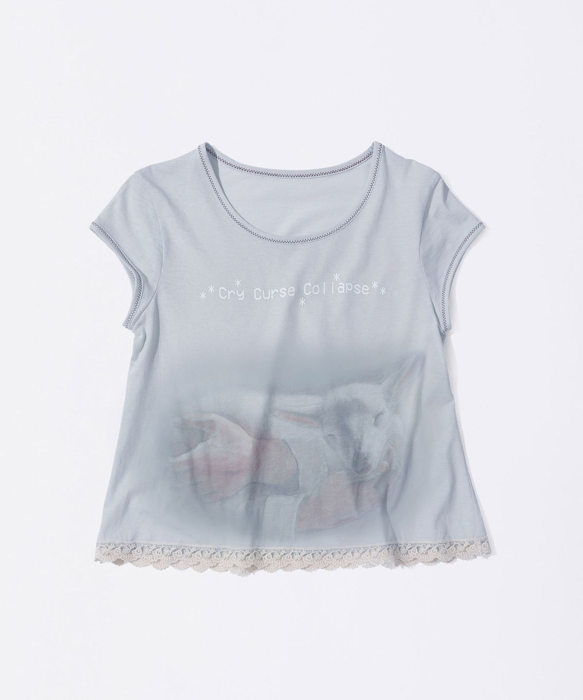 스컬프터(SCULPTOR) Lace Crop Baby Tee Mystic Blue