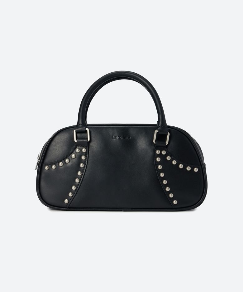 Studed Mini Bowling Bag / Black