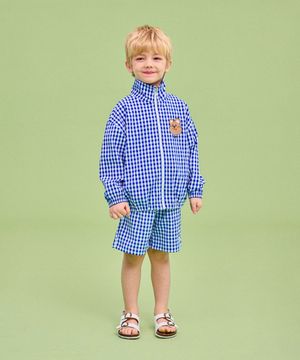 트로피컬체크바람막이 블루