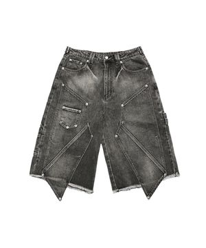 FORCE WASHING DOUBLE KNEE BERMUDA PANTS BK