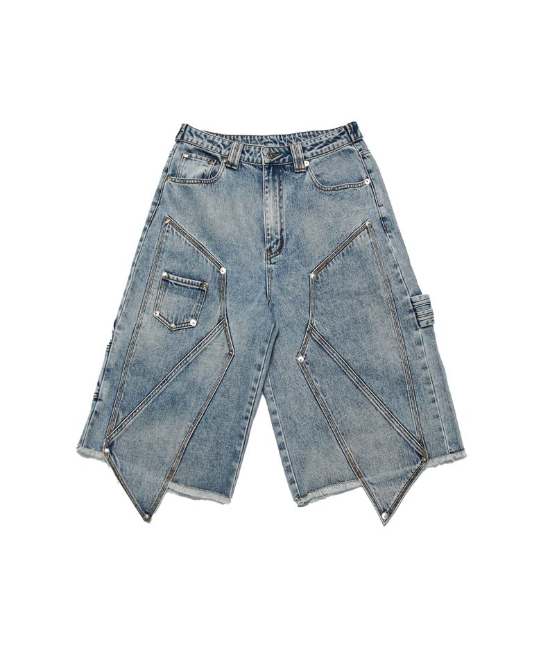 FORCE WASHING DOUBLE KNEE BERMUDA PANTS BL