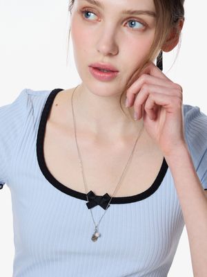 롱 체인 진주 물방울 네크리스