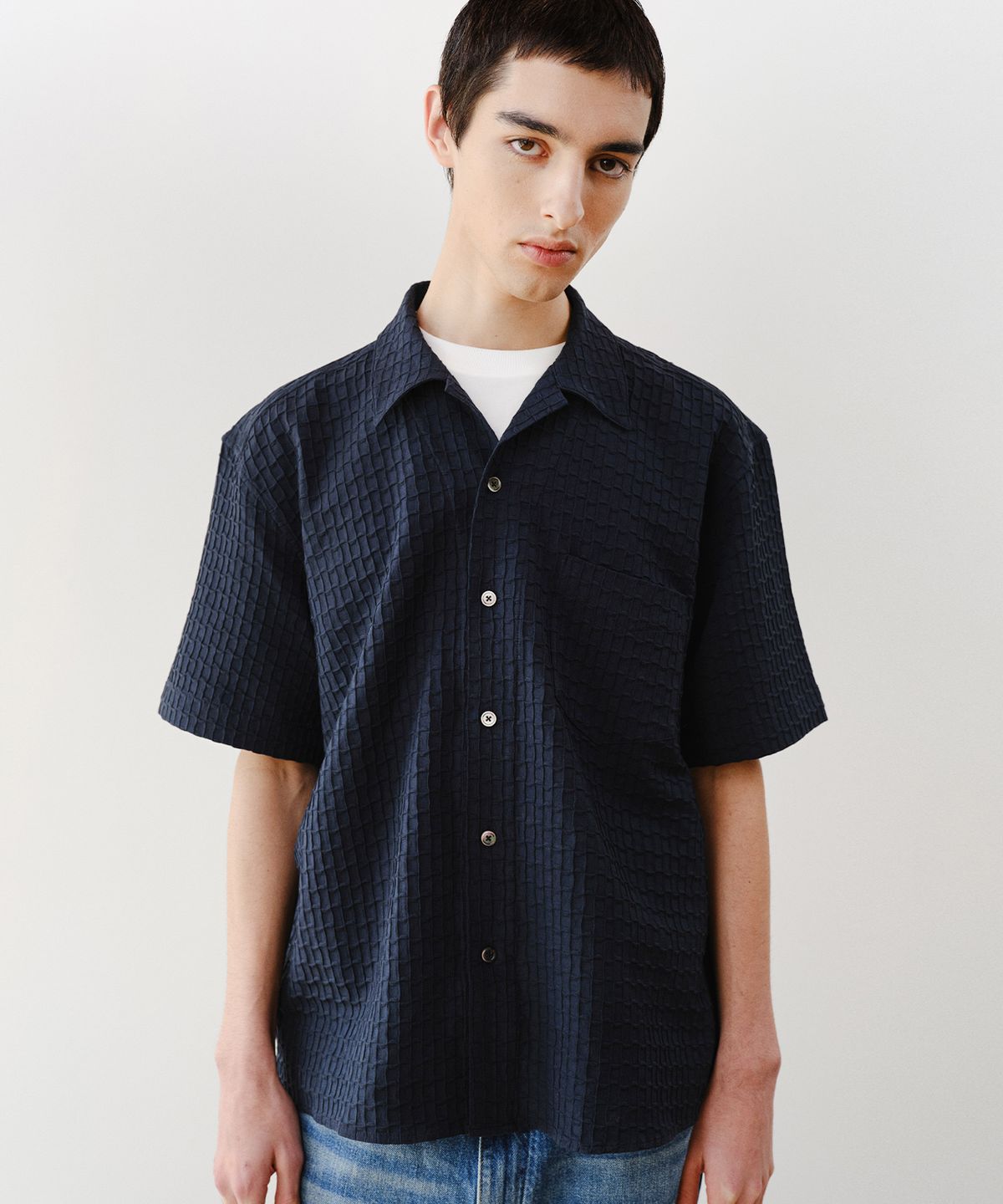 이에이(IEY) JUPITER OPEN SHIRTS Navy