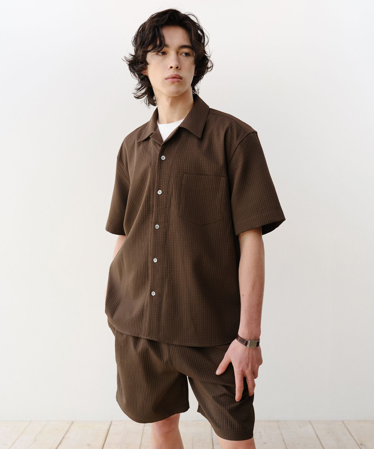 이에이(IEY) NANO CHECK HALF PANTS Brown