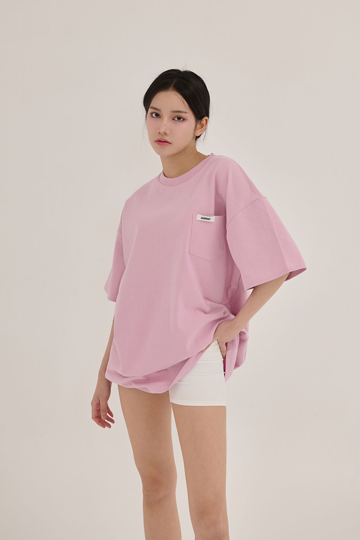 어굿데이(AGOODDAY) WASHING POCKET TSHIRT (PINK)