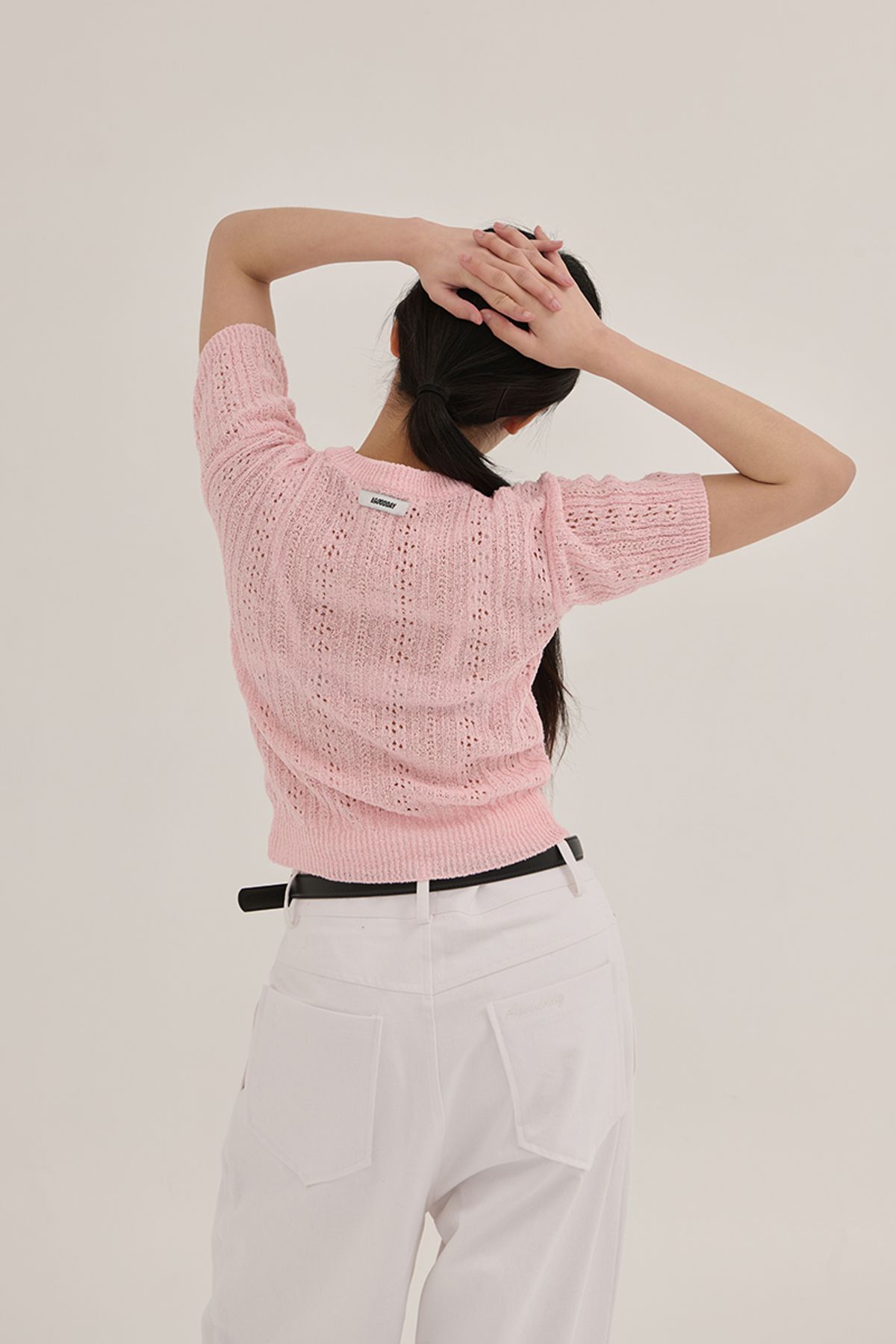 어굿데이(AGOODDAY) LINNEN BOUCLE ROUND KNIT (PINK)