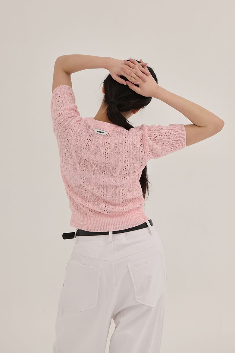 LINNEN BOUCLE ROUND KNIT (PINK)