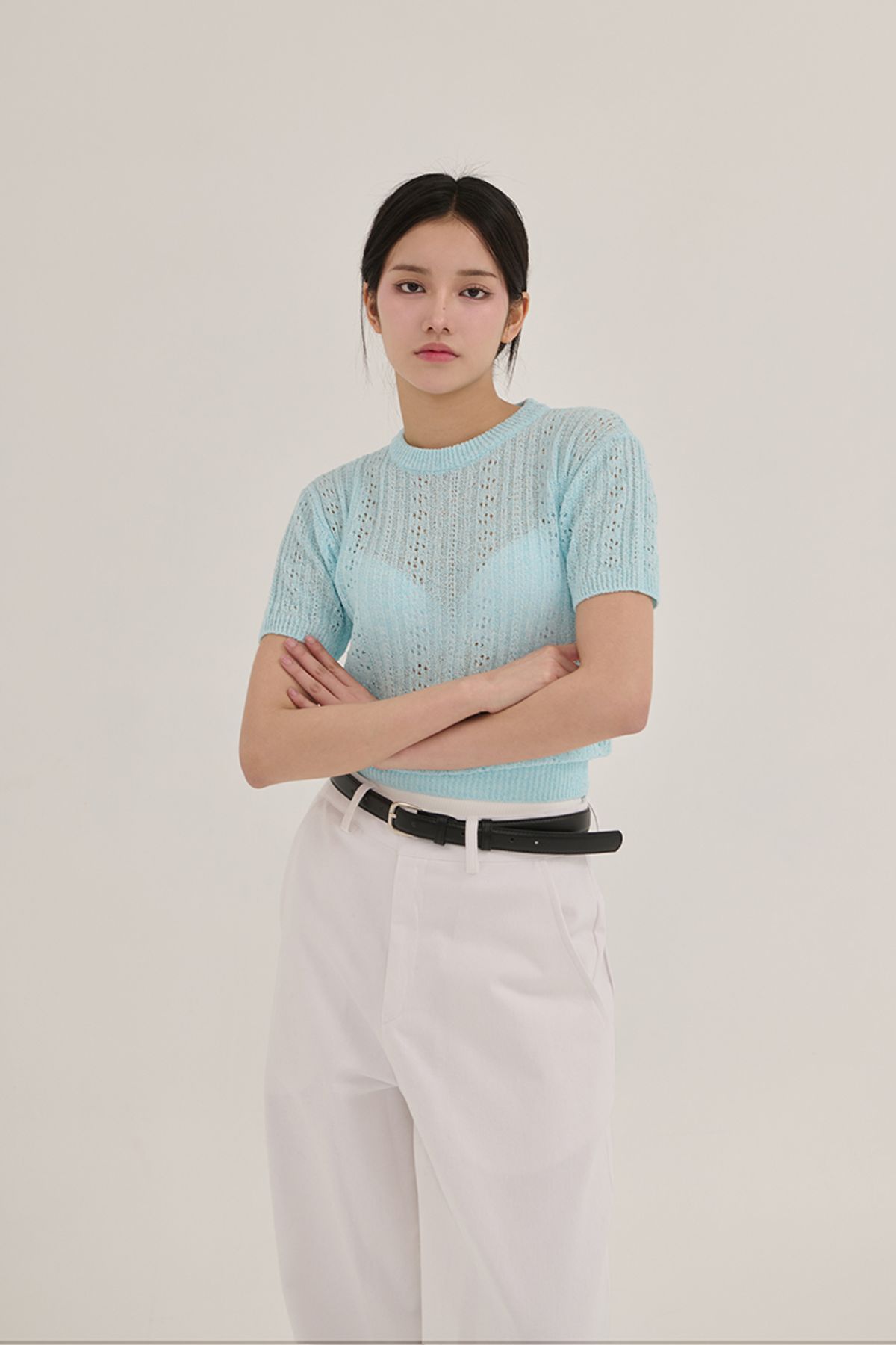 어굿데이(AGOODDAY) LINNEN BOUCLE ROUND KNIT (SKY)