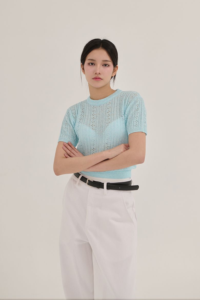 LINNEN BOUCLE ROUND KNIT (SKY)