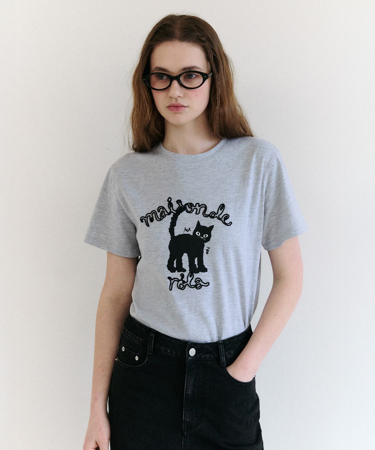 로라로라(ROLAROLA) MAISON ROLA CAT FRIENDS T-SHIRT GRAY