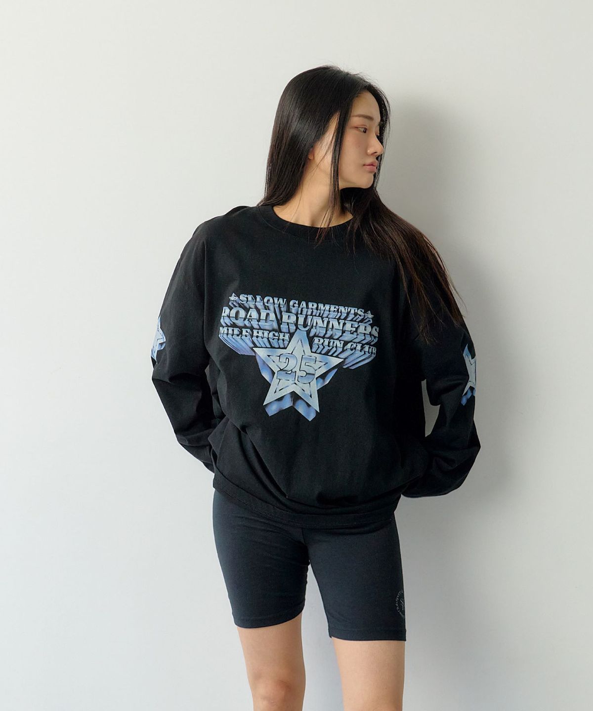 슬로우가먼츠(SLLOW GARMENTS) RUNNING CLUB WASHED TOP BLACK