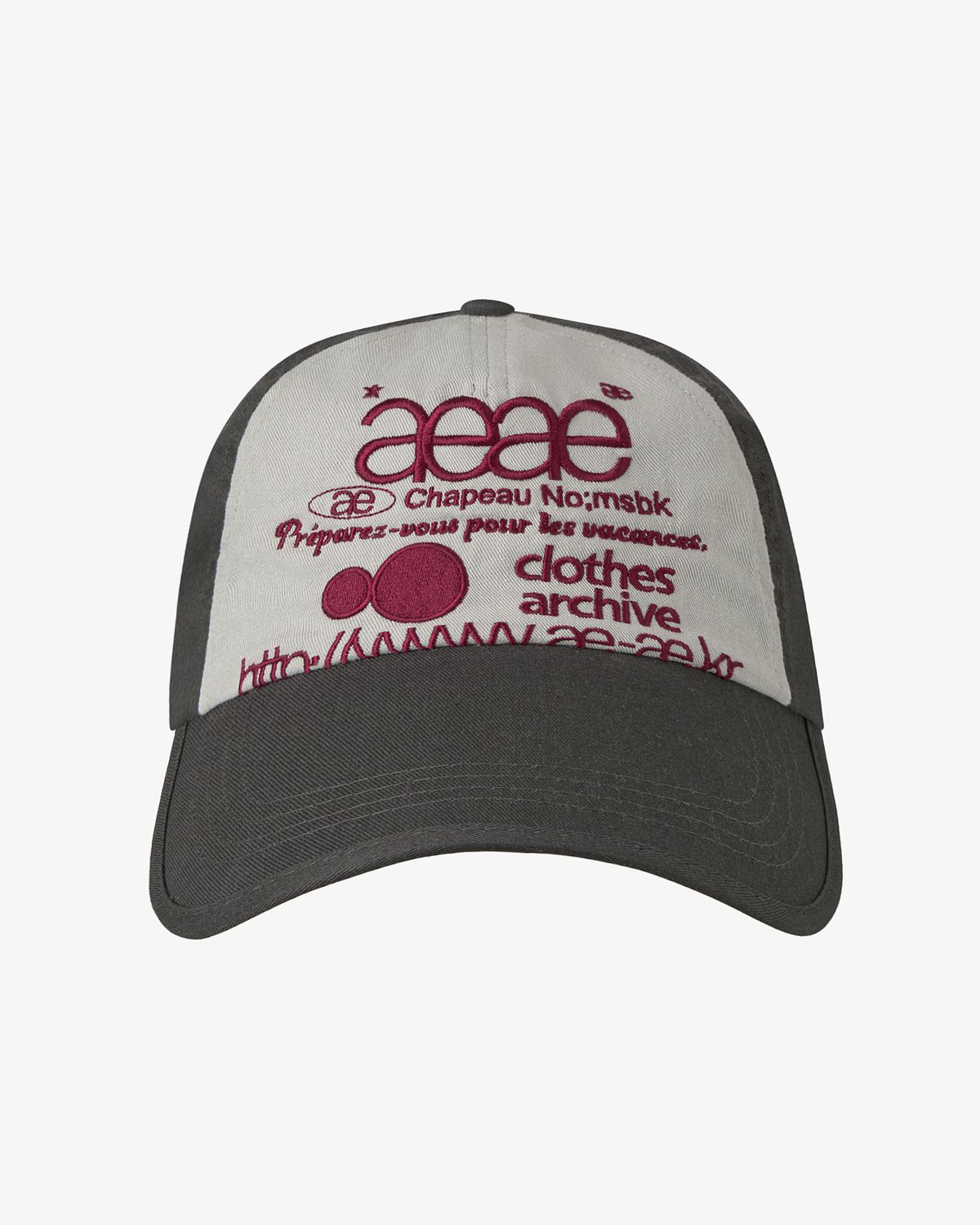 에이이에이이(AEAE) WEB LOGO 5 PANNEL BALL CAP [CHARCOAL/ASH]