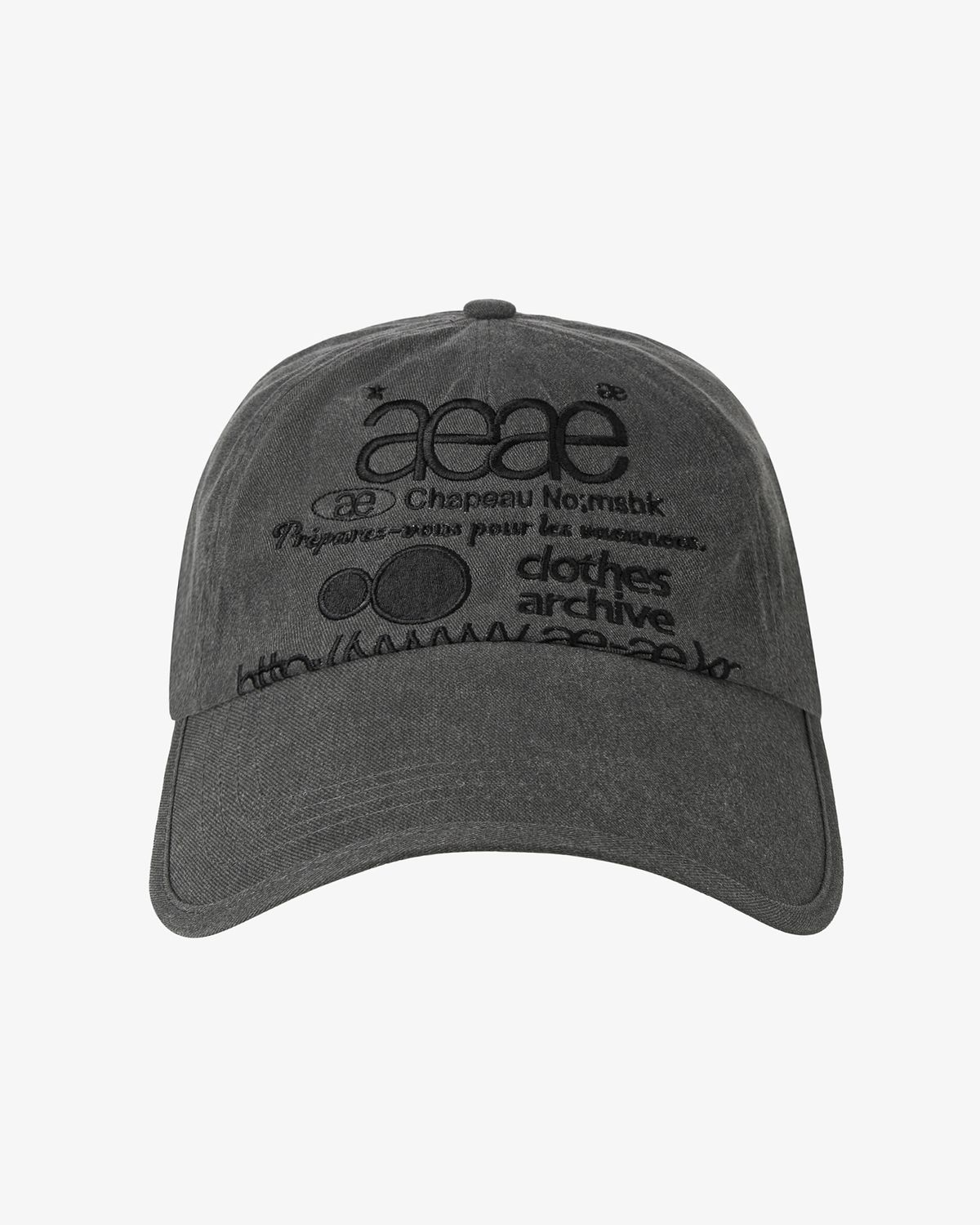 에이이에이이(AEAE) WEB LOGO PIGMENT CAP [CHARCOAL]