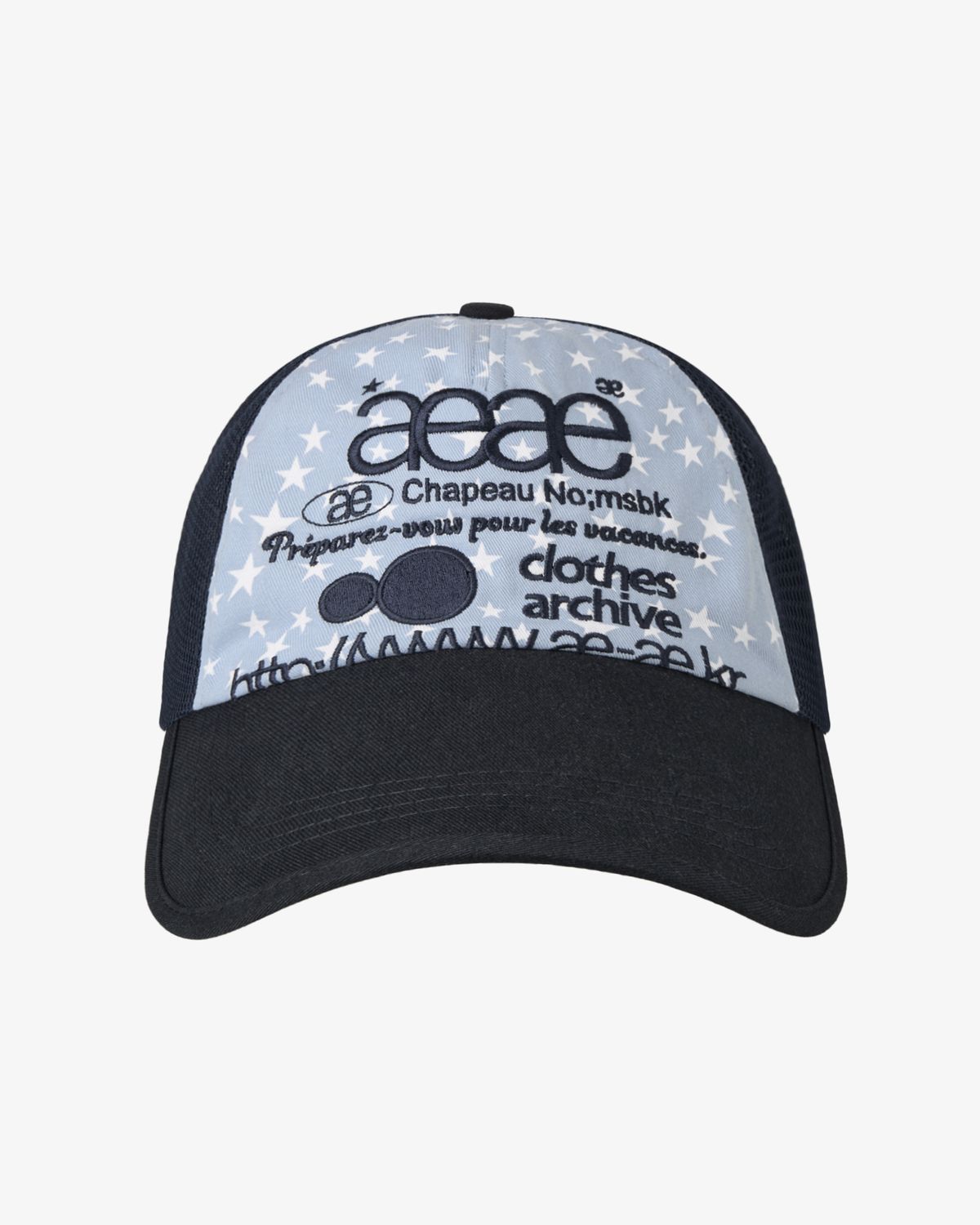 에이이에이이(AEAE) WEB LOGO STAR MESH CAP [SKYBLUE]