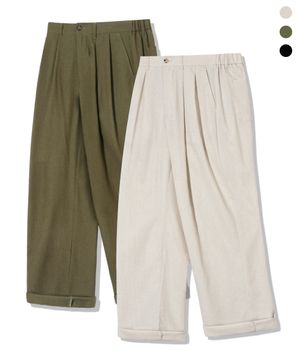 투턱 테이퍼드 린넨 와이드 밴딩 팬츠_3color