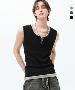 리브드 링 스냅 헨리넥 슬리브리스_4color