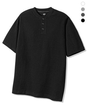 와플 링 스냅 헨리넥 하프 슬리브_4color