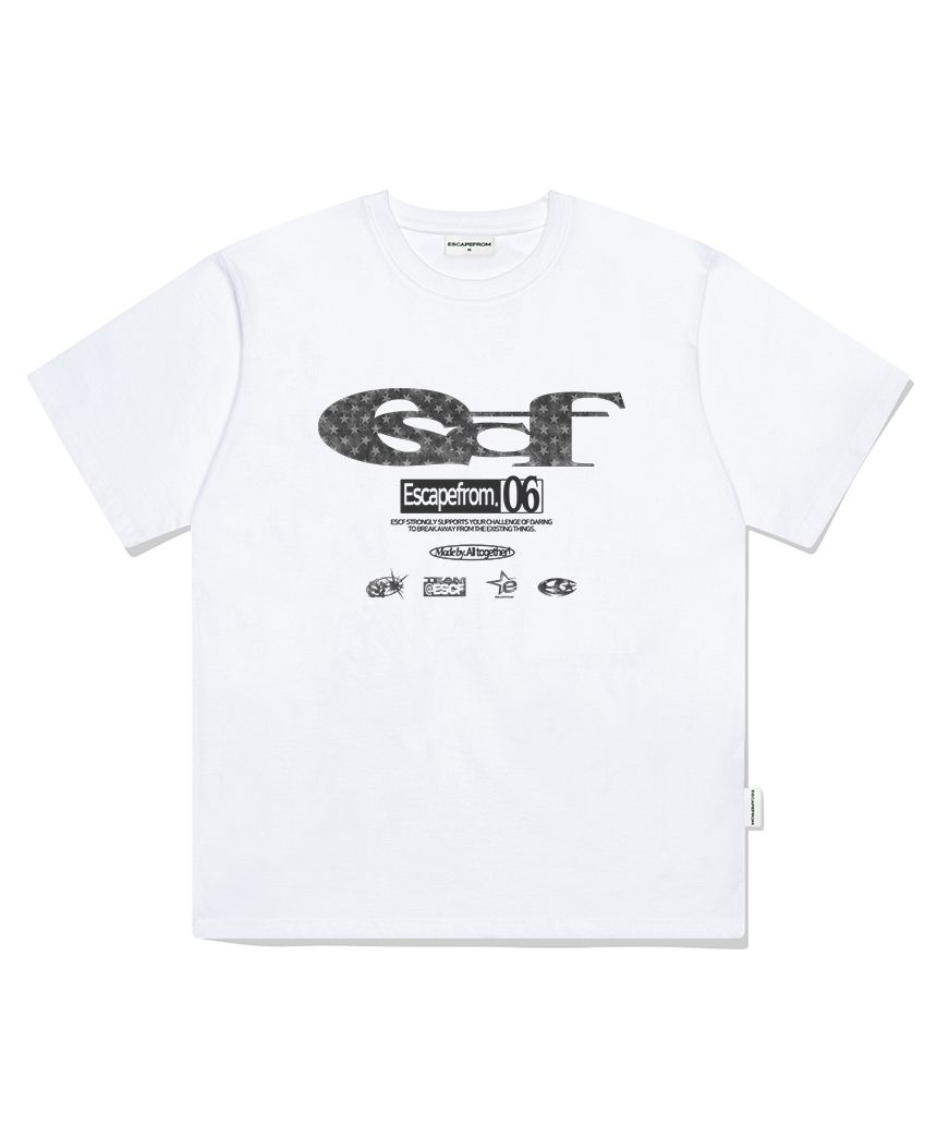 Tシャツ・カットソー ESCAPEFROM STARDENIM ESCF LOGO COLLAGE PRINT OVERFIT T-shirt MUSINSA | ESCAPEFROM Star Denim ESCF Logo Collage Print