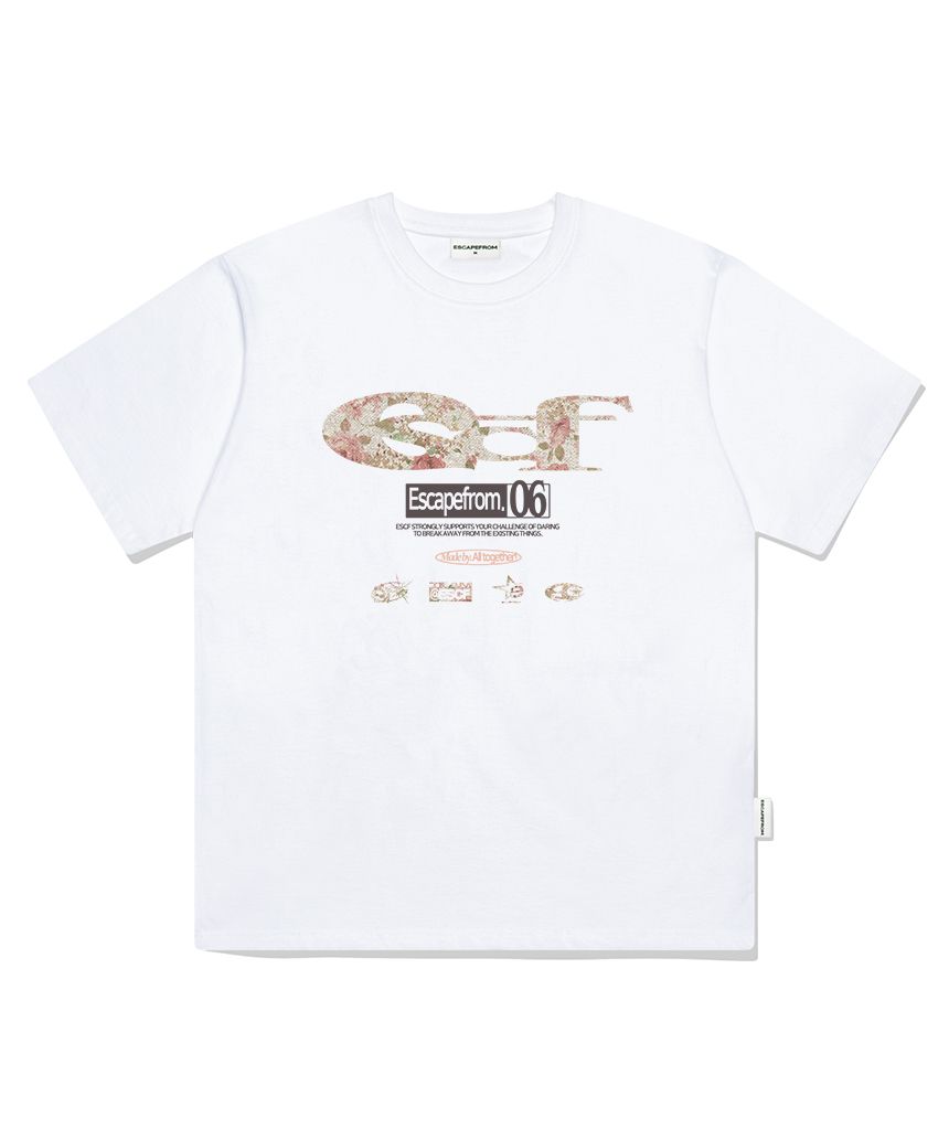 ESCAPEFROM☆DOT ESCF LOGO COLLAGE PRINT OVERFIT T-shirt MUSINSA公式 | ESCAPEFROM Strawberry Dot ESCF Logo Collage