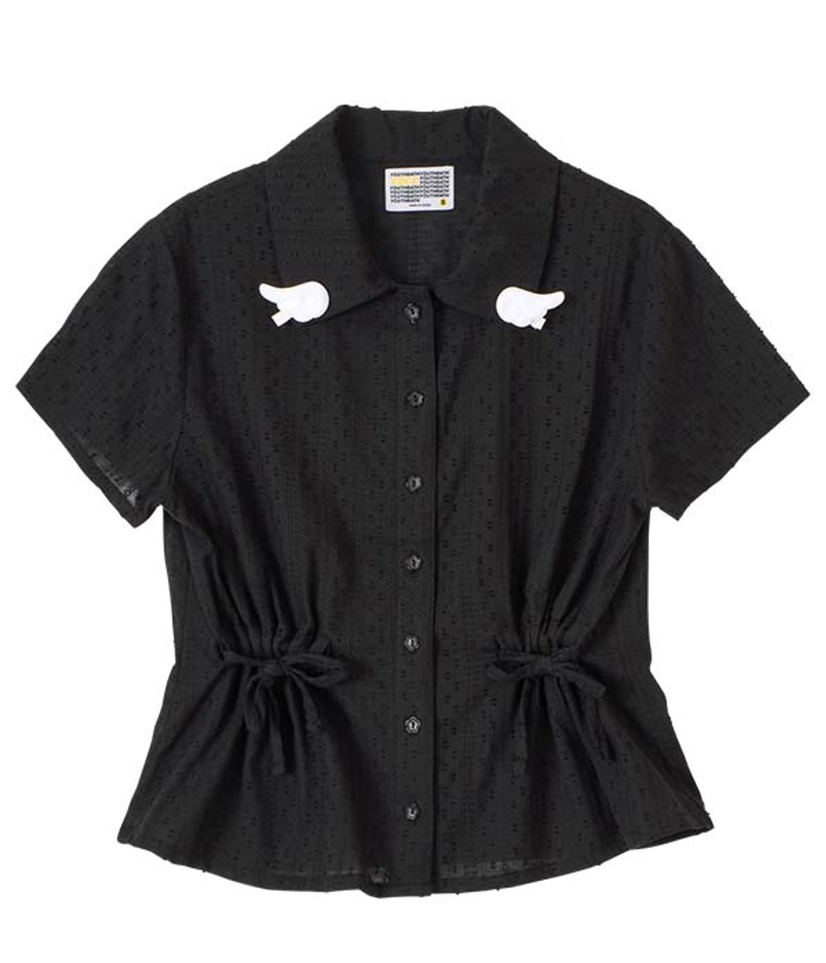 유쓰배쓰(YOUTHBATH) YB x Oliwa Wing Pin Tie Waist Shirt_black