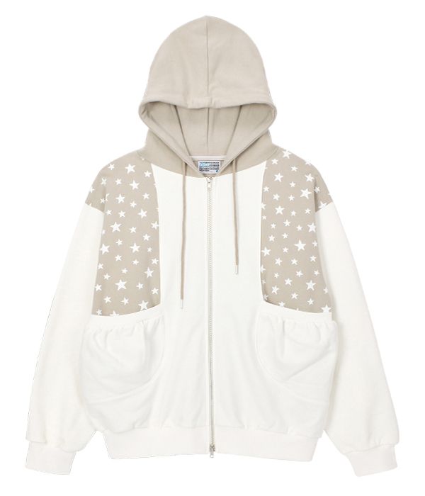 [YOUTHBATH] YB x Oliwa Star Print Zip-Up Hoodie /追跡付 YB x Oliwa Star Print Zip-Up Hoodie_charcoal - youthbath
