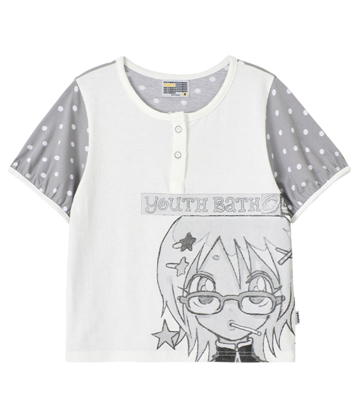 유쓰배쓰(YOUTHBATH) YB x Oliwa Dot Puff Sleeve Henley Top