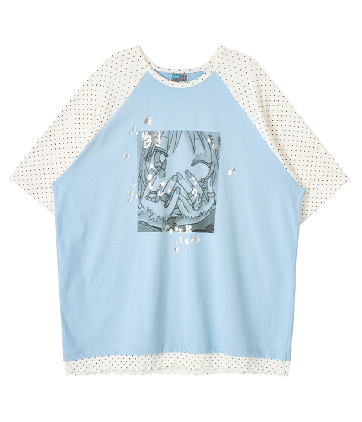 유쓰배쓰(YOUTHBATH) YB x Oliwa Oversized  Dot Raglan Top _Light Blue