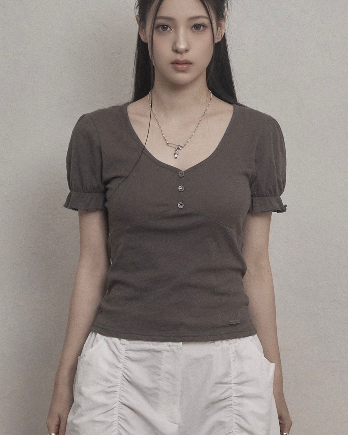 카키포인트(KHAKIPOINT) Puff Slub T-shirt (charcoal)