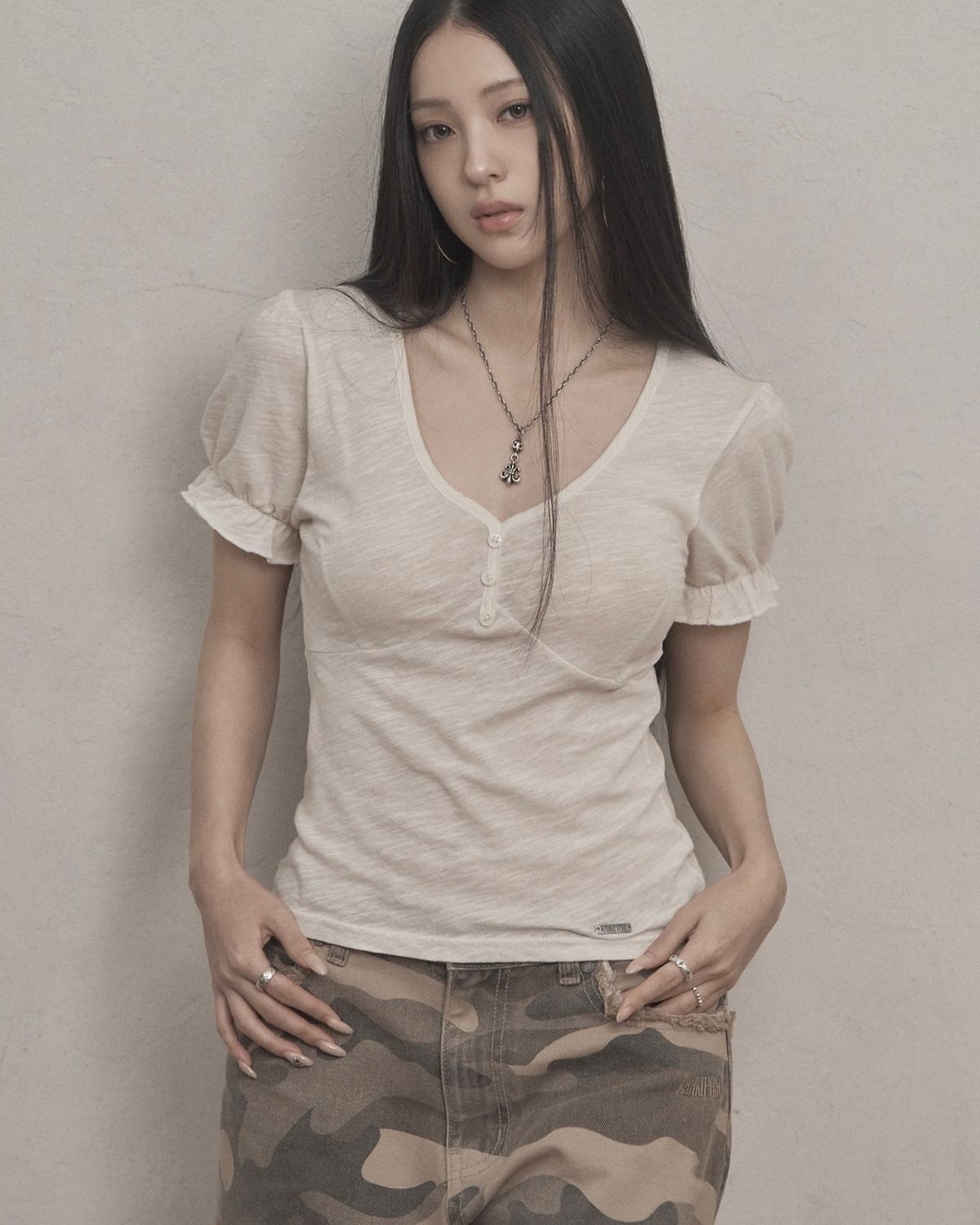 카키포인트(KHAKIPOINT) Puff Slub T-shirt (ivory)