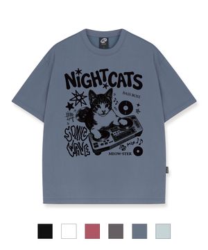 DJ 냥이 쿨코튼 오버핏 반팔 티셔츠