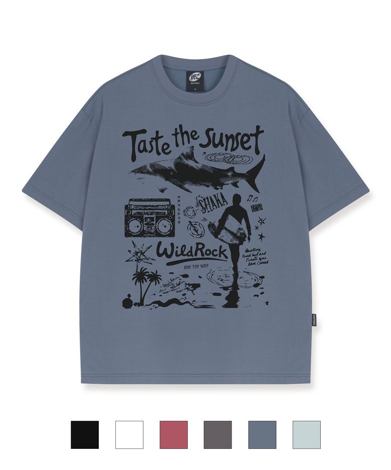 Taste the Sunset Cool cotton Overfit half T-shirts