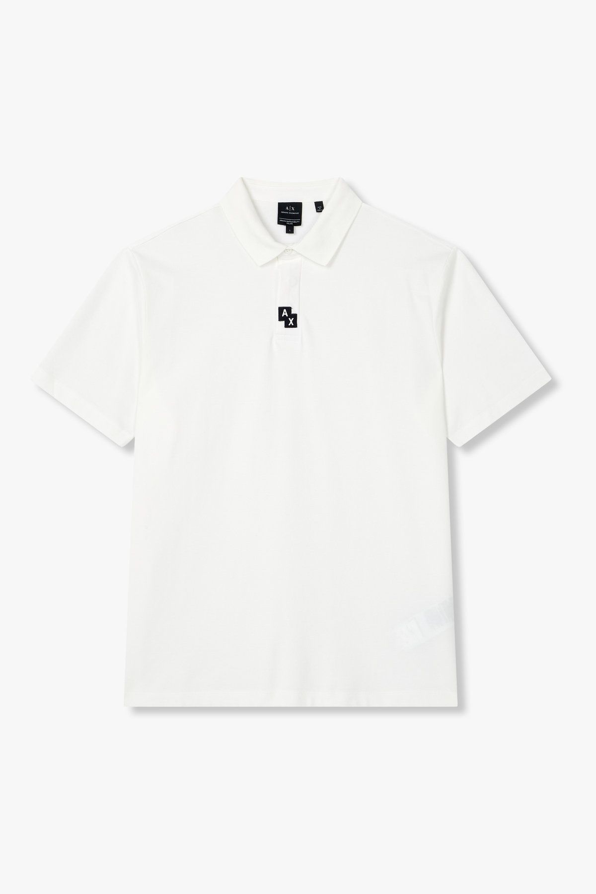 아르마니 익스체인지(ARMANI EXCHANGE) 남성 자수 로고 숏 슬리브 폴로 셔츠_오프 화이트 A415131028