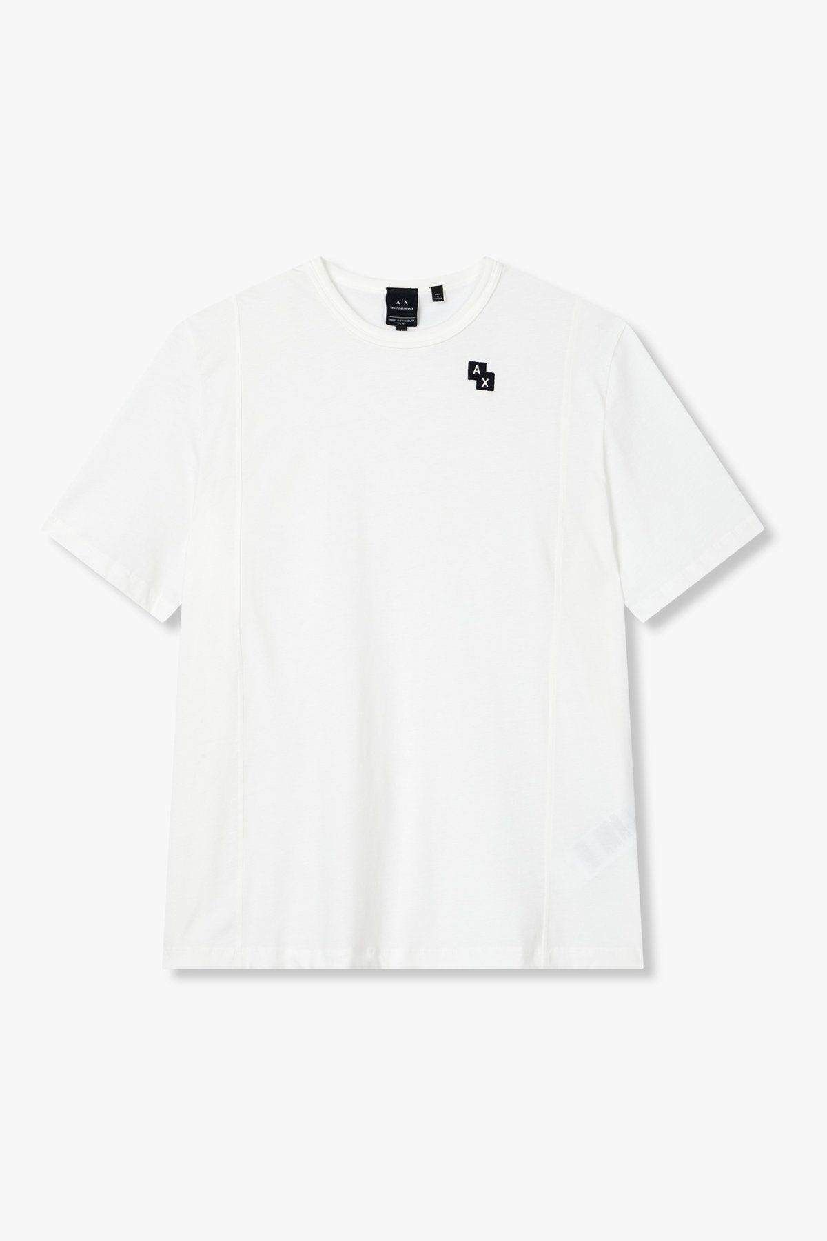 아르마니 익스체인지(ARMANI EXCHANGE) 남성 자수 로고 숏 슬리브 티셔츠_오프 화이트 A415130016