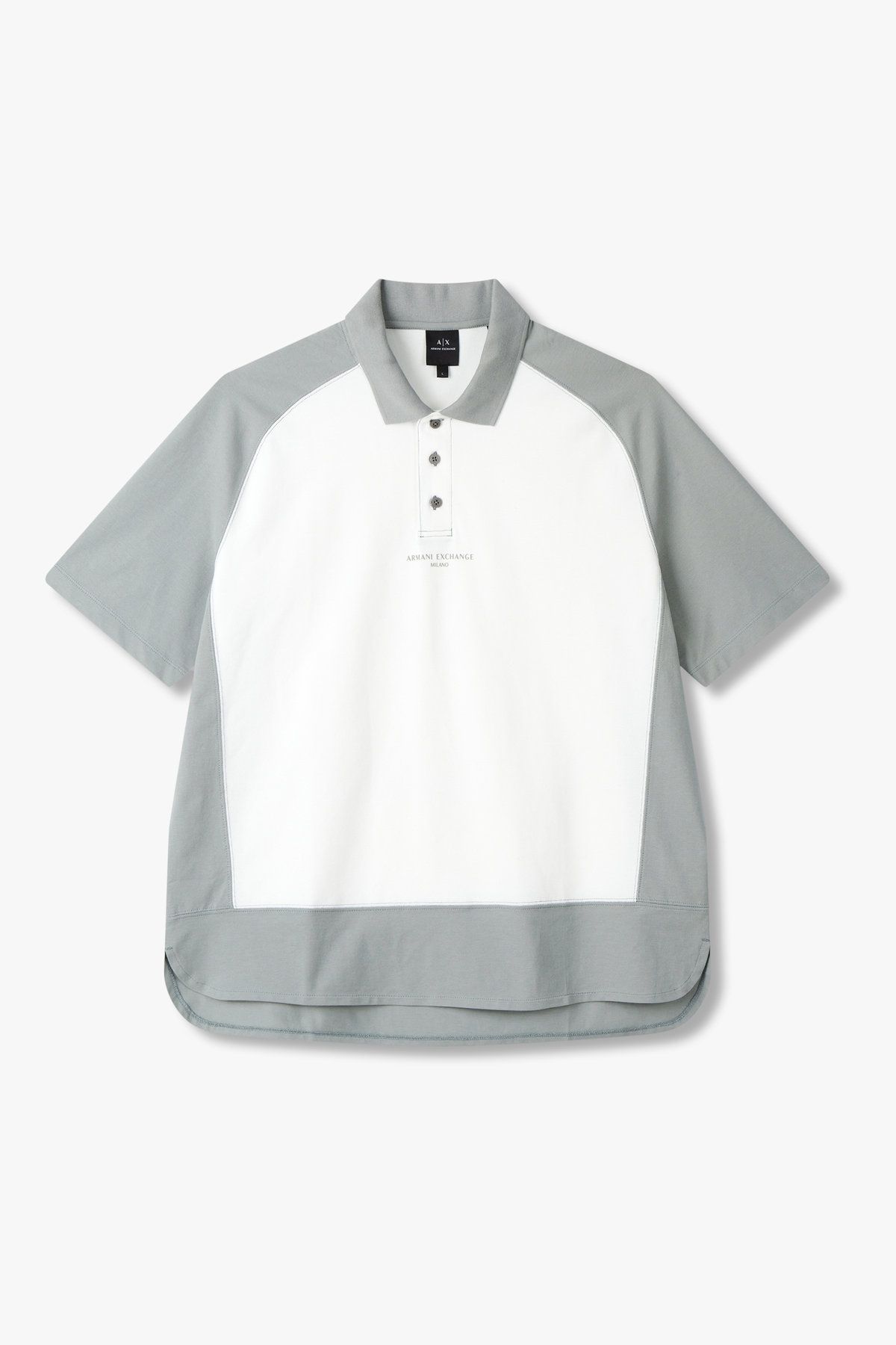 아르마니 익스체인지(ARMANI EXCHANGE) 남성 배색 래글런 코튼 폴로 셔츠_화이트 A415131037